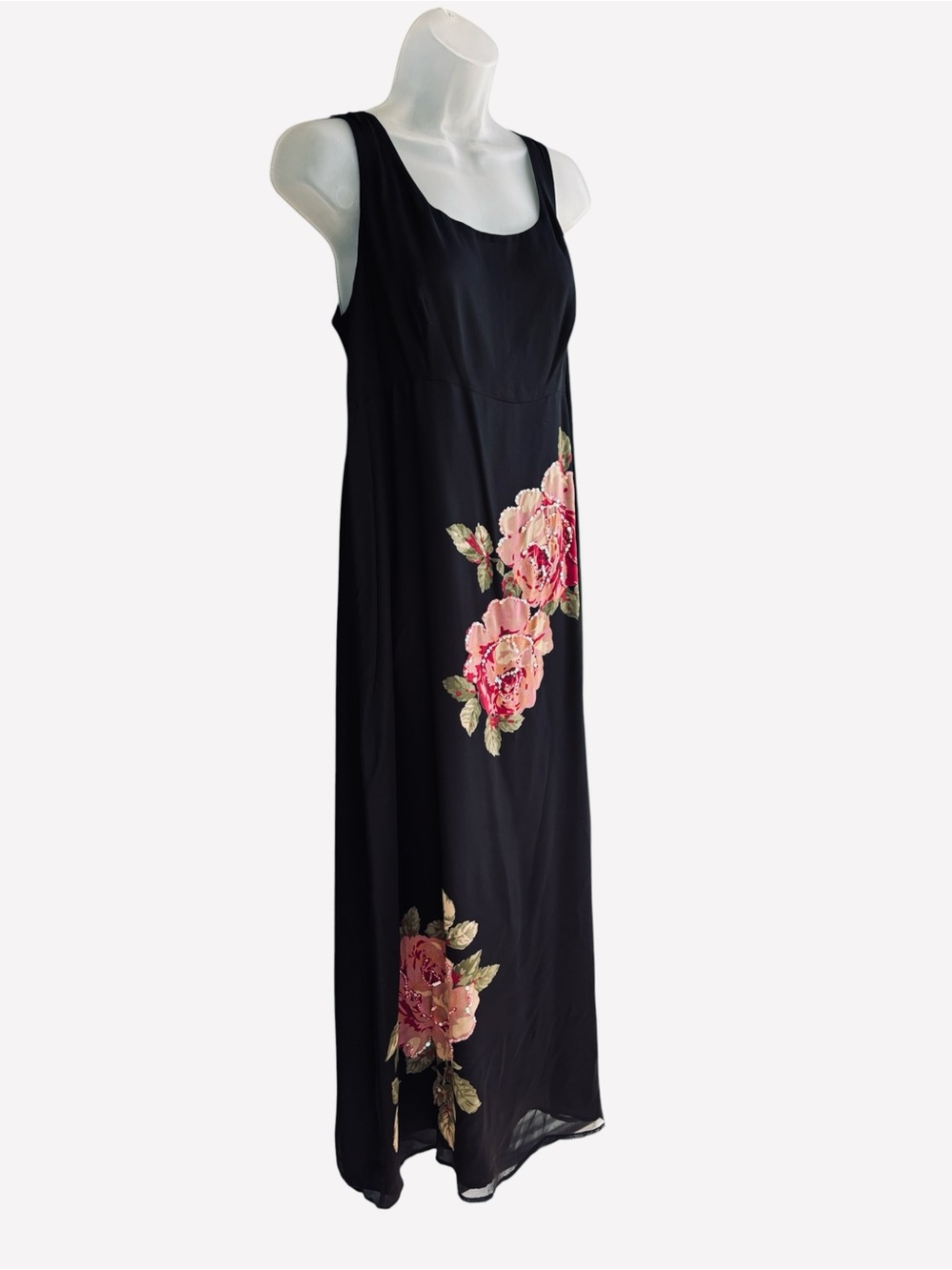 Vintage 2 Piece Robbie Bee 100% Silk Black Floral Sequin Dress Size 8 Whimsical - Picture 5 of 11